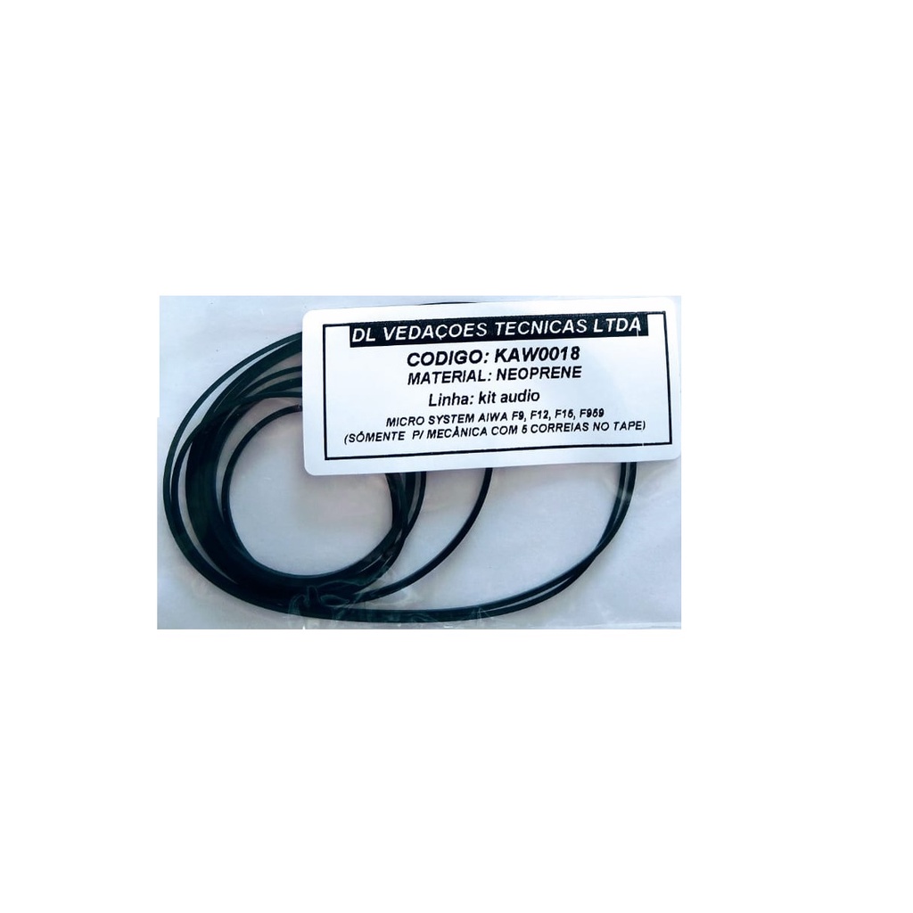Kit Correias Aiwa F9, F12, F15, F959 (05 Correias No Tape) Cod. AW018