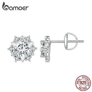 Bamoer Prata 925 Brilhante Estrela Hexagonal Clipes De Orelha Moissanite Jóias Da Moda Para Mulheres Presentes