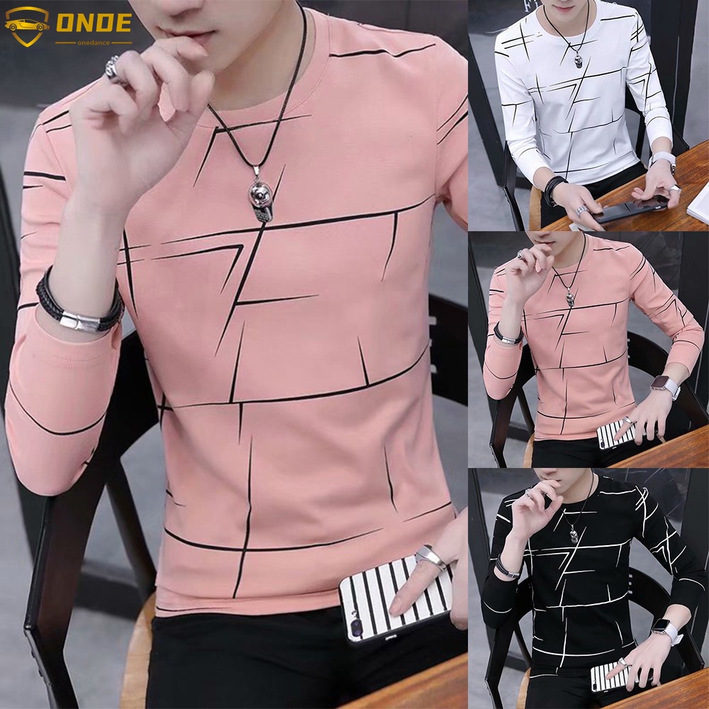 (ONDE) Novo Camiseta Pullover Manga Longa Slim Fit Muscle Top Melhor Presentes De Natal Para Homens