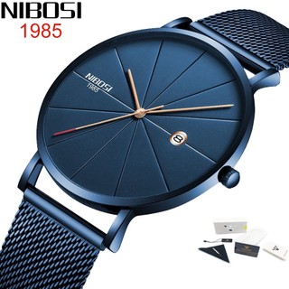NIBOSI Relógio com Pulseira Malha de Aço Inoxidável 30M à Prova d