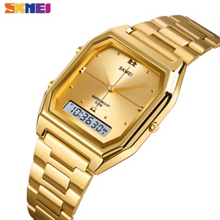 SKMEI 1612 3 Time Fashion Mens Clock Relógio De Pulso Digital Crono De Aço Inoxidável Homens Mulheres À Prova D'água Hora De Alarme Macho Feminino em Oferta na Shopee