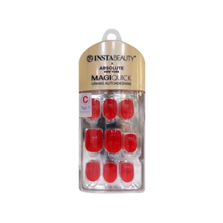 Absolute new york magiquick unhas postiças curta autocolante quadrada candy red 24 unidades em Oferta na Shopee