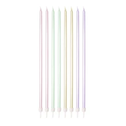 Vela Palito Gigante Metalizada Candy Color Sortida - 8 un - Silver Festas - Rizzo
