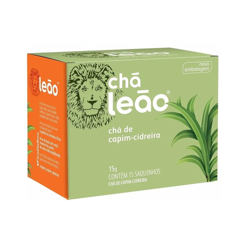 Chá Leão sabor Capim Cidreira 15 sachês de 1g - Chá Leão em Oferta na Shopee