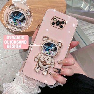 Capa POCO X3 NFC PRO GT Telefônica De silicone Galvanizado TPU Macia 3D Suporte De Urso De Areia Movediça design
