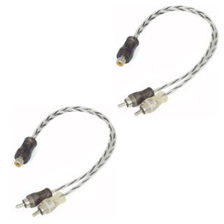 Kit 2 Cabos Y Rca Blindado Techone 2 Machos Preto Prata Injetado