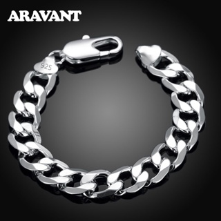 Aravant 925 Prata 8MM 10MM 12MM Pulseiras Planas Laterais Correntes Para Homens Joias Da Moda em Oferta na Shopee