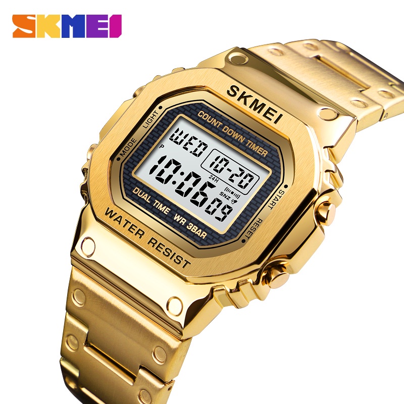 SKMEI 1456 Moda Relógio Digital Homens Mulheres Relógios De Pulso 2Time Chrono A Prova D'água horloges vrouwen mannen Set