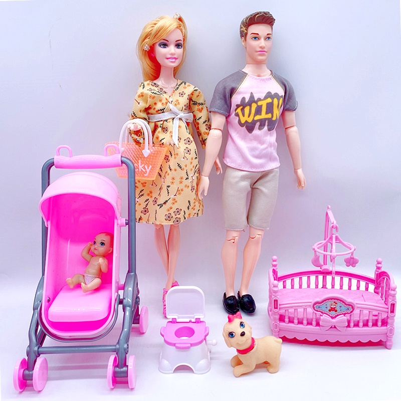 Boneca barbie grávida gravida kit barbie original bebê da barbie Conjunto  De Família - Corre Que Ta Baratinho