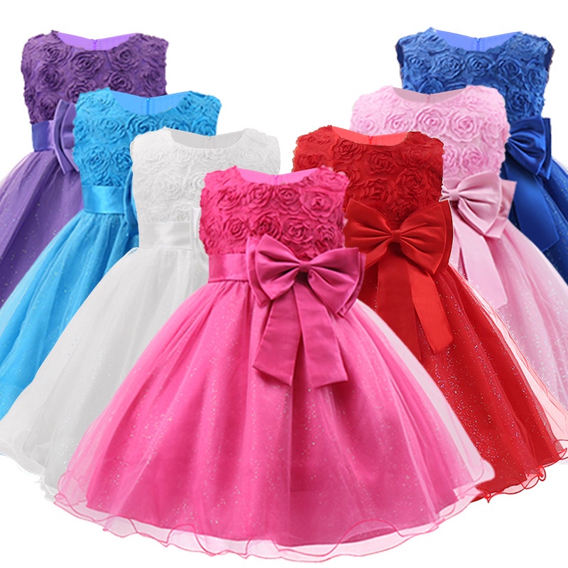 Vestido De 3 A12 Anos De Idade Feminino Estampa Rose Poncho Gaze Princesa Noite Performanc...