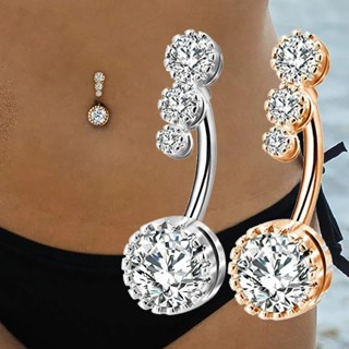 Mulheres Anel Cirúrgico De Aço De Navel Emaranhado Moda Corporal Barriga Jóias Piercing Pingente Corporais Zircônio Cristal Botão De Anéis