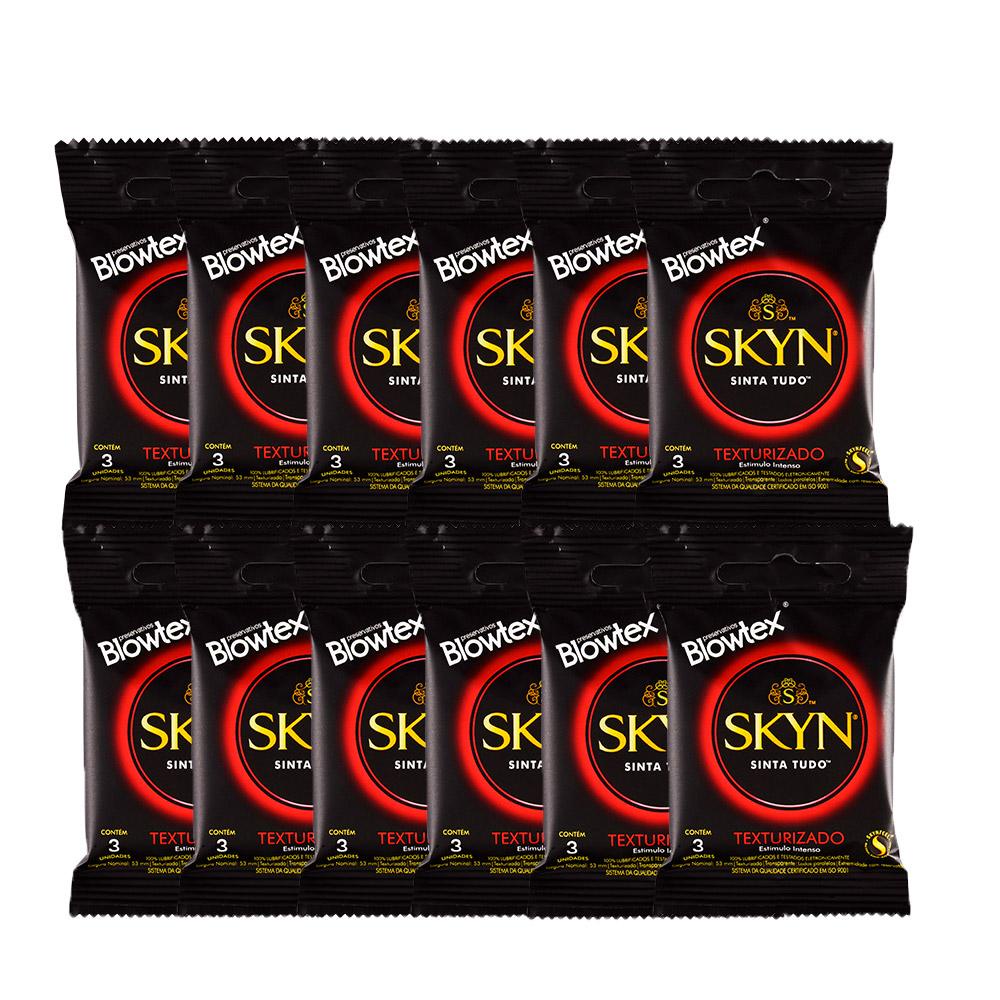 Kit 12 Pacotes Preservativo SKYN Texturizado C/ 3 Unidades Cada em Oferta na Shopee