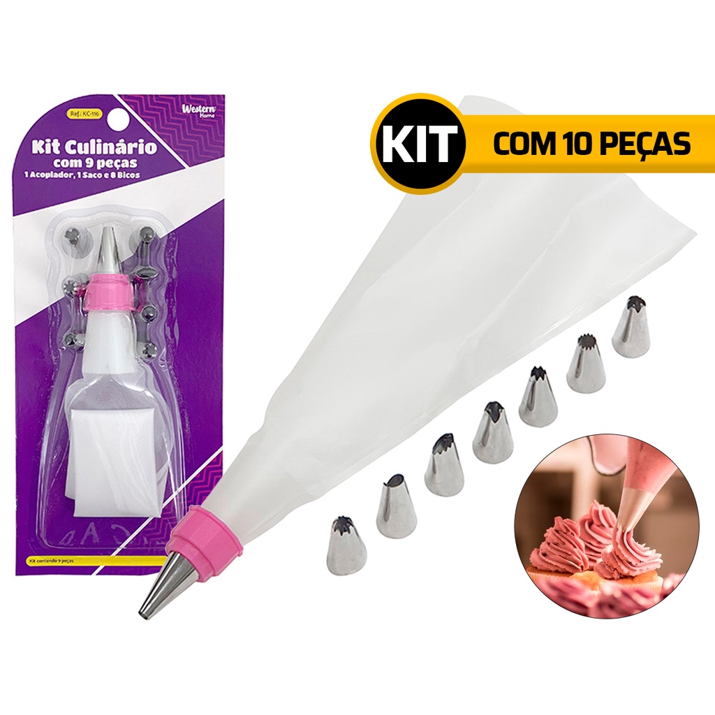 Kit Bicos Confeitar Bolos Tortas + Saco Confeiteiro - Home & Living