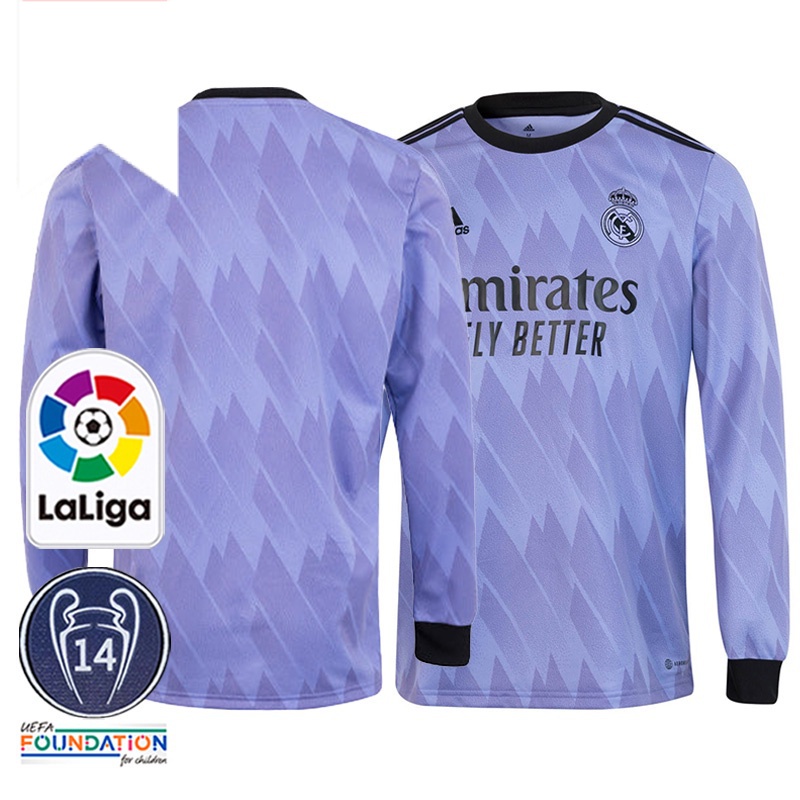 2022-2023 Real Madrid Away Camisa De Futebol Masculina De Manga Longa Com Patch MODRIC HAZARD BENZEMA