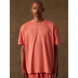 FEAR OF GOD ESSENTIALS LOGOTIPO Carta Flocking Casal Solto em torno do pescoço Popular T-shirt de manga curta