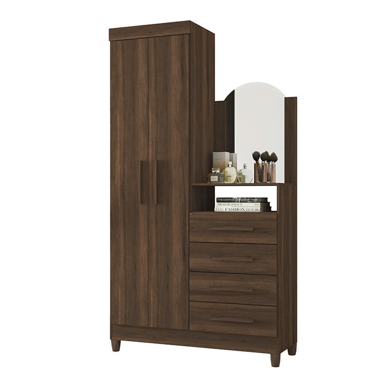 Guarda Roupa Cômoda Capri 2 Portas 4 Gavetas e Espelho em Oferta na Shopee