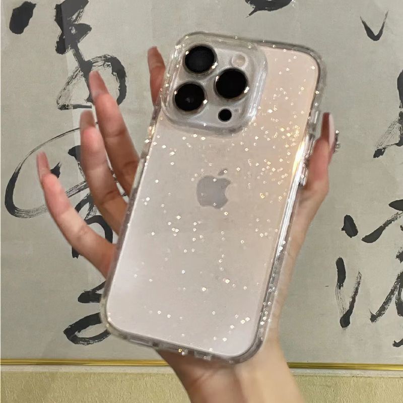 Capa Resistente Com Glitter Brilhante Anti-Impacto Para iPhone17 16Promax 15 Pro Max 14 13 117/8 Plus/SE/20/Xs XR/X