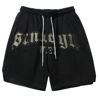 2022 Novo Estilo Europeu Americano Hip-Hop Gótico Letra Bordado Shorts Esportivos Homens Rua Solto Casual Cinco @ -