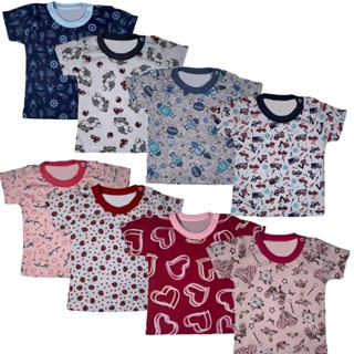 Kit 4 Pçs Camiseta Infanti Bebe Estampada 100% Algodão Menino E Menina