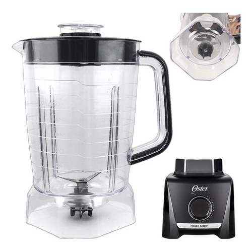 Copo De Liquidificador Modelo Oster Power 1400 Full Oliq610 Preto Acrílico/Cristal Resistente