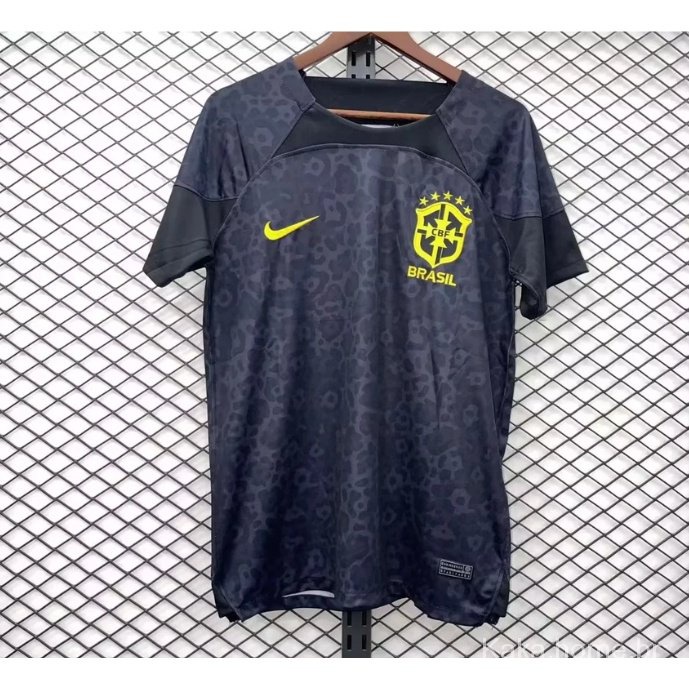 2022-2023 Camisa Preta Brasil 1 : 1 (Versão Tailândia) Futebol - Que Ta Baratinho