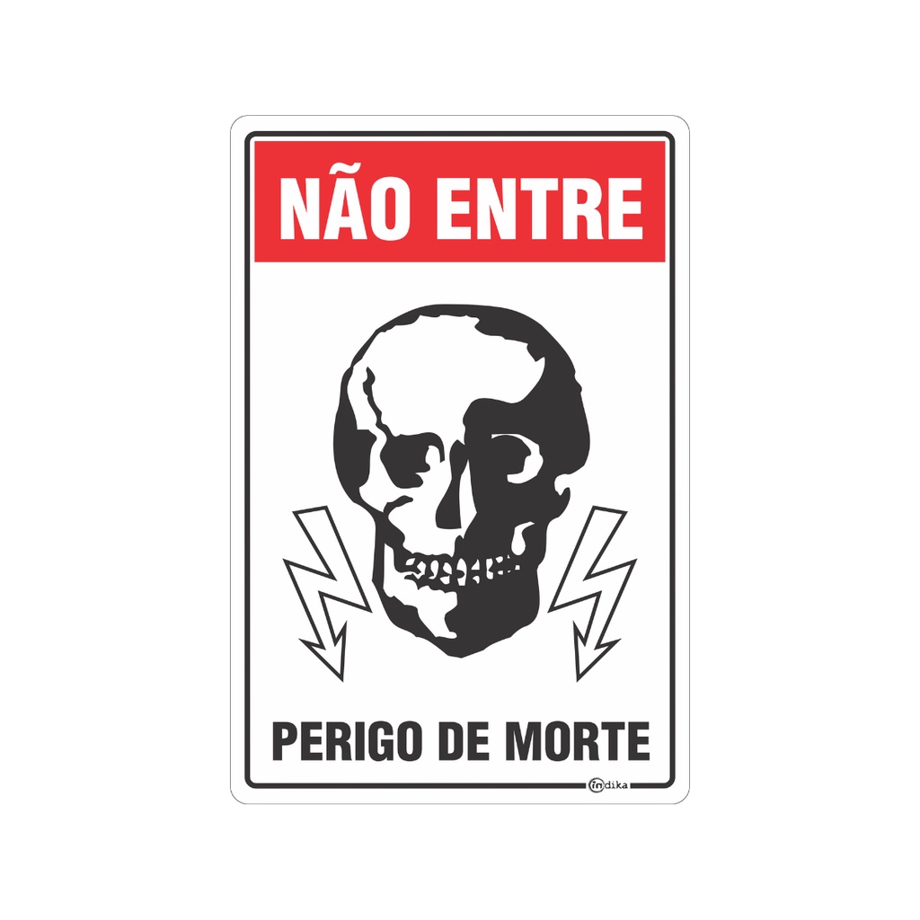 Placa Sinalizadora Perigo De Morte 20x30 Adesiva Logo Caveira Shopee