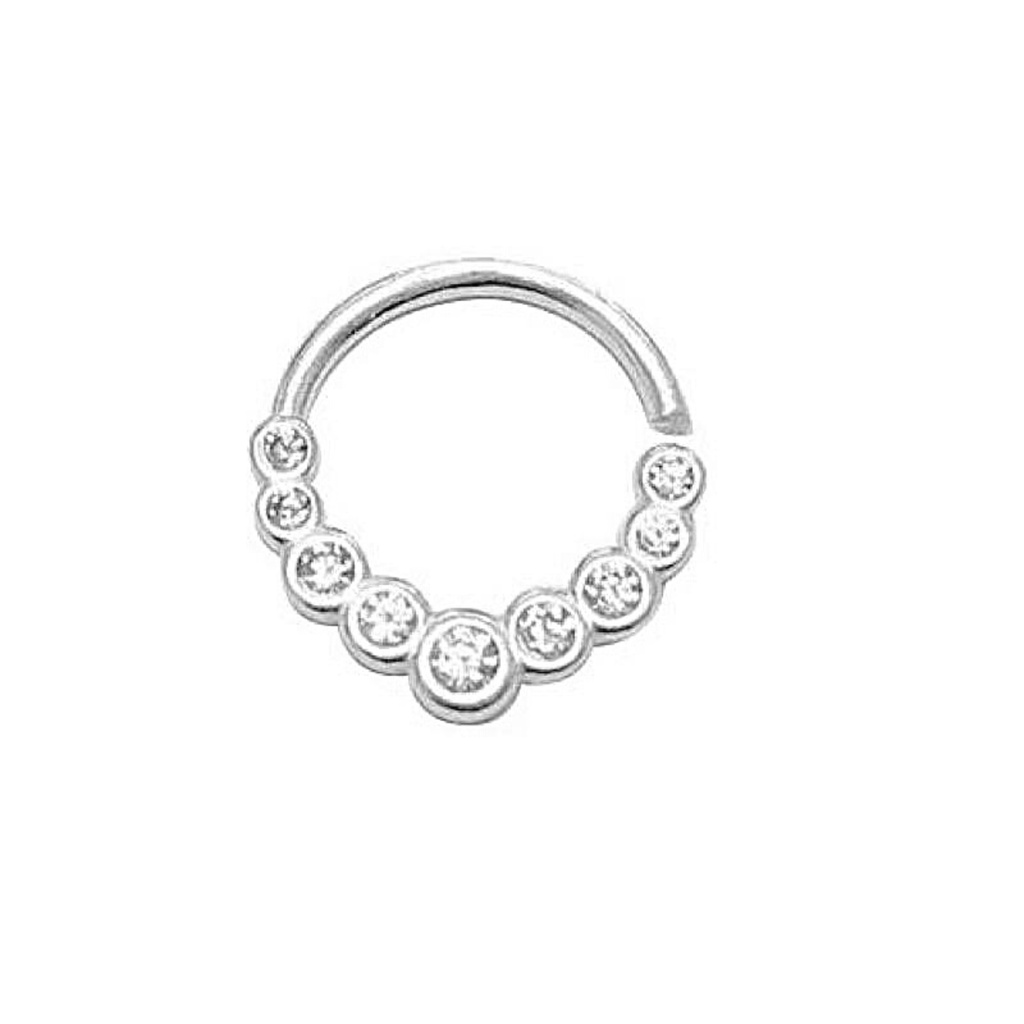 Piercing Helix Daith Septo Prata 925 Nove Zircônias
