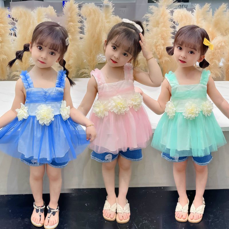 [0-4 Anos] Ternos JEANS Para Meninas Importados Bebês E Crianças Flor/Calções/Infantil HOTPANTS 6 Meses 1 Ano 2 3 4o