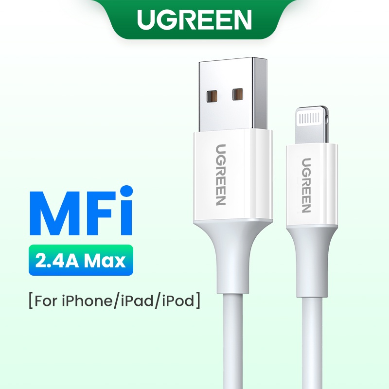 Cabo De Carregamento Rápido Ugreen 2.4A MFI USB Para Iluminação Iphone 14 13 12 Pro Máximo Do Telefone iPad Dados em Oferta na Shopee