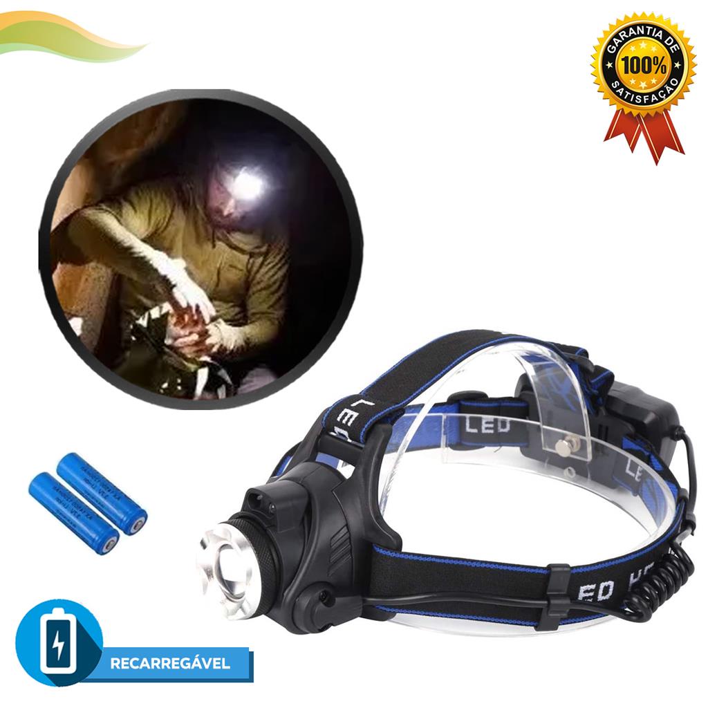 Imagem Lanterna De Cabeca Profissional Zoom T6 Recarregavel USB