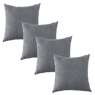 4 Almofada Cheia Suede Decorativa Cinza Grafite 45cm x 45cm