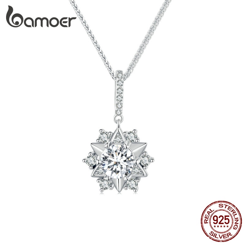 Bamoer S925 Colar Moissanite Brilhante Moda Clássica Joalheria Para Mulheres Estudantes em Oferta na Shopee