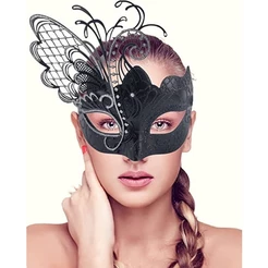 Máscara de máscaras para mulheres, máscara veneziana/Halloween/festa/baile de formatura/Mardi Gras/casamento/decoração de parede - borboleta preta