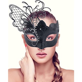Máscara de máscaras para mulheres, máscara veneziana/Halloween/festa/baile de formatura/Mardi Gras/casamento/decoração de parede - borboleta preta