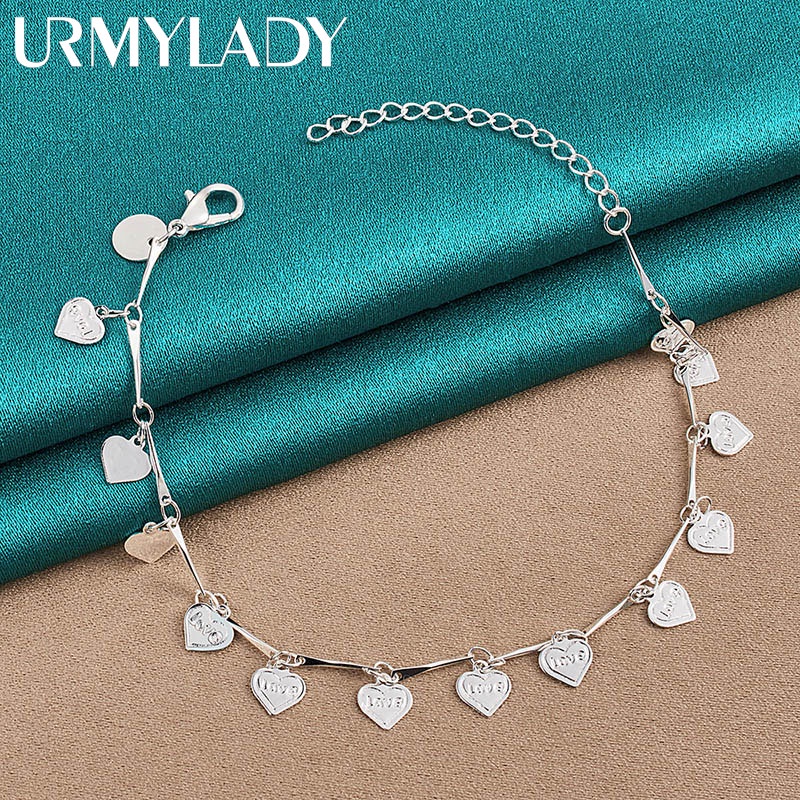 URMYLADY 925 Prata Esterlina Coração De Amor 6 Polegadas Pulseira Para Festa De Casamento Feminina Presente Fashion Jewelry