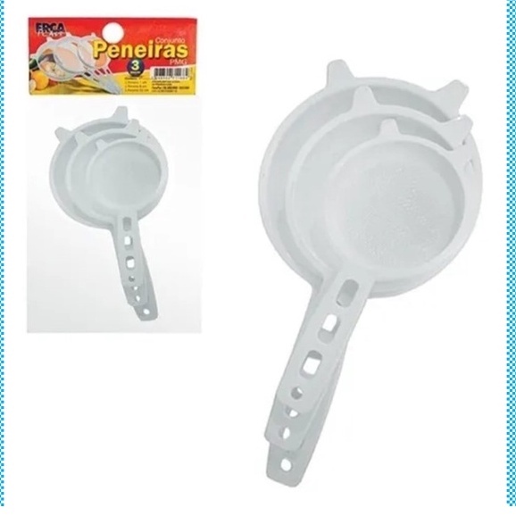 Peneira / Coador De Plástico Com 3 Pecas Tamanho 7 9 E 11cm