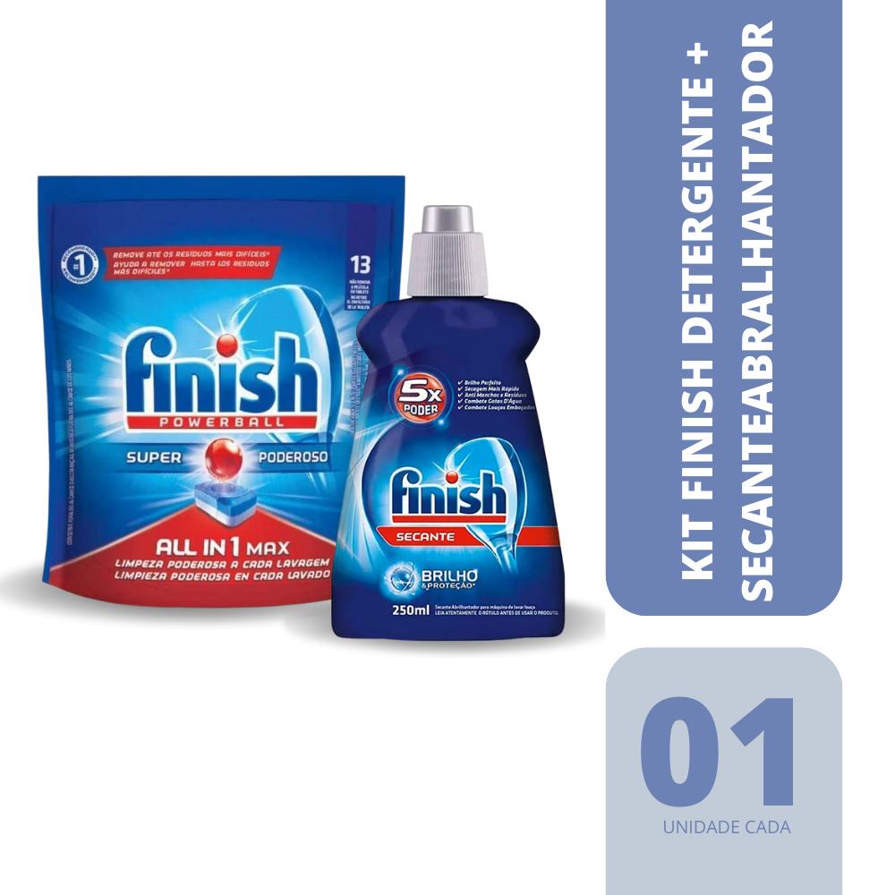 Kit Finish Lava Louças 13 Tabletes + Secante Abrilhantador 250ml - Home & Living