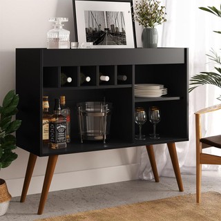 Aparador Buffet Adega Sala New Odin Pés de Madeira em Oferta na Shopee