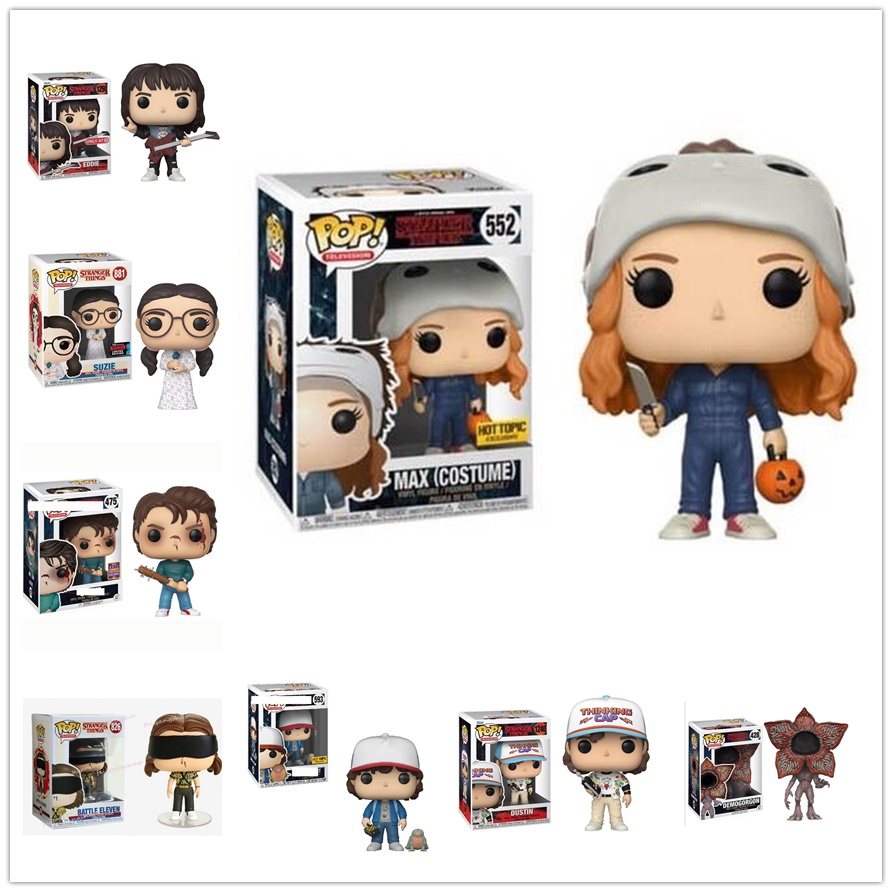 Funko POP Stranger Things 3 Edição Limitada Dustin MAX Fantasia 1025 EDDIE 593 Steve 475 Sapo Snowball Onze Figura De Ação Modelo Ornamento