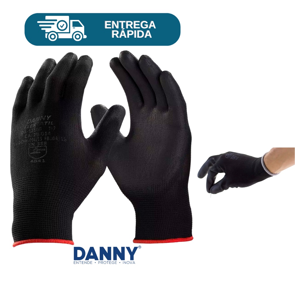 Luva De Segurança Flextactil Danny Multitato Tátil Poliamida C/ PU Antiestática Mecânico Pedreiro