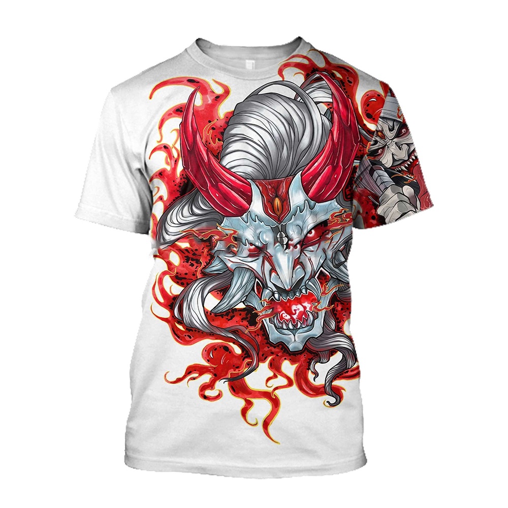 Camiseta Masculina 3D De Verão 3D Estampa Samurai Anime Harajuku Folgada Gola Curta Estilo Surpresa Roupas Masculinas De Rua