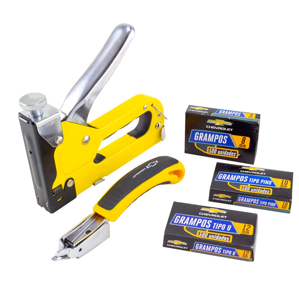 Grampeador Para Tapeceiro Com Extrator De Grampos + Grampos Chevrolet