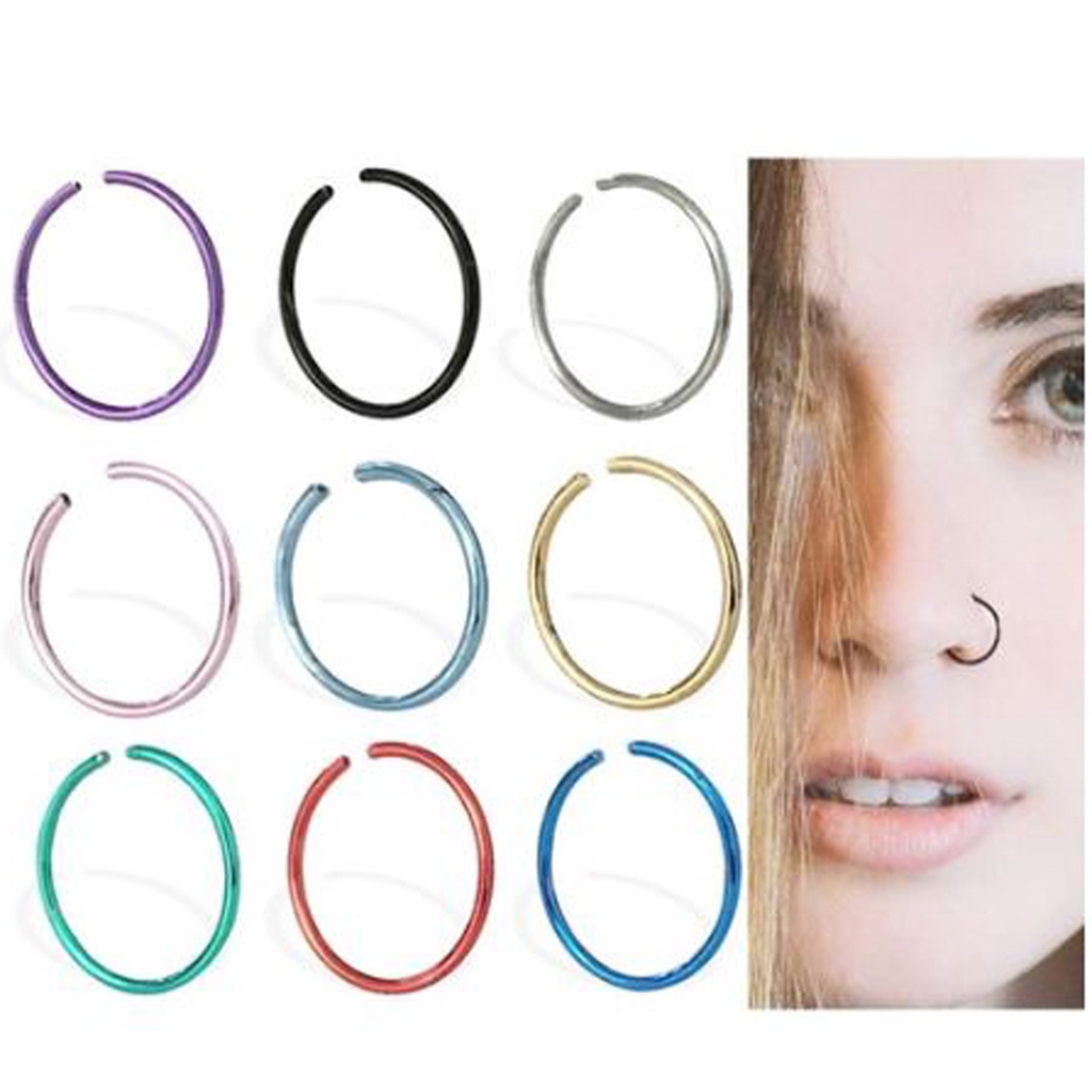 Piercing Argolinha Nariz Septo Boca Pressão Aço Inox Preto Dourado Prata Falso Fake Nostril