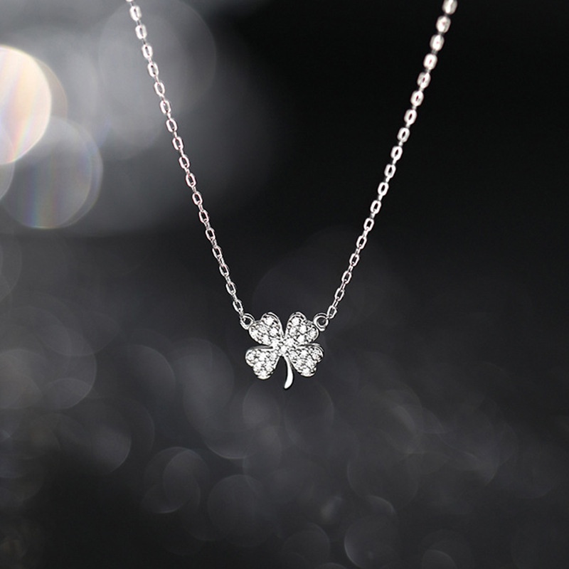 Colar de Prata Quatro Folhas de Trevo Estilo Coreano Colar de Prata Quatro Folhas de Trevo Feminino Nicho de Luxo Pingente de Luxo Lucky Leaf Pendant