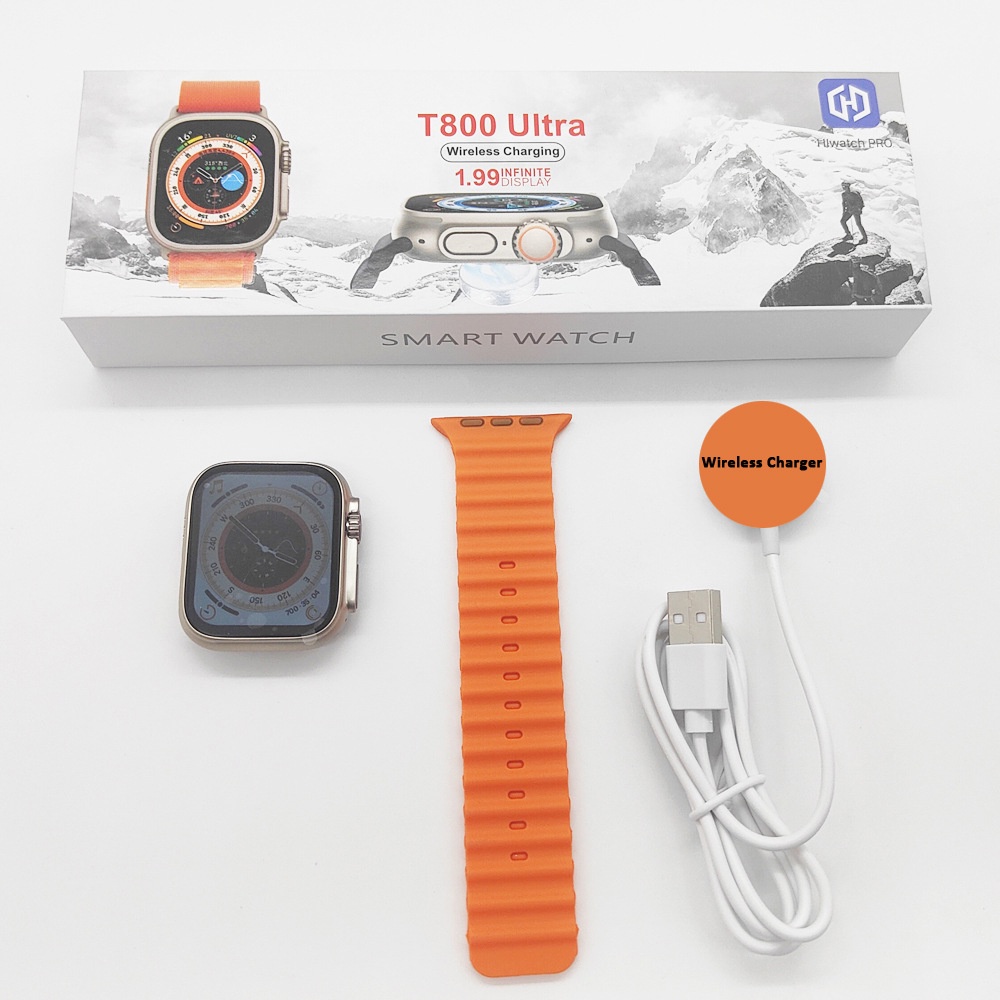 Smartwatch T800 Ultra Serie 8 Tela Full, carreg NFC App GPS