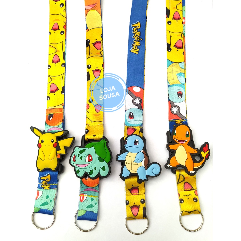Cordão Engate Rápido Crachá Com Aplique Emborrachado Pokemon Anime em Oferta na Shopee
