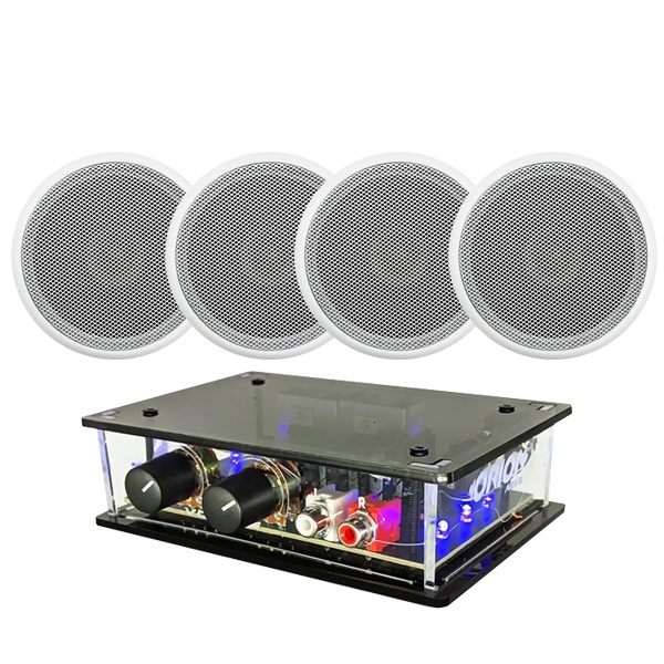 Kit Amplificador De Mesa + 2 Pares Caixas De Som Teto 55w - Audio