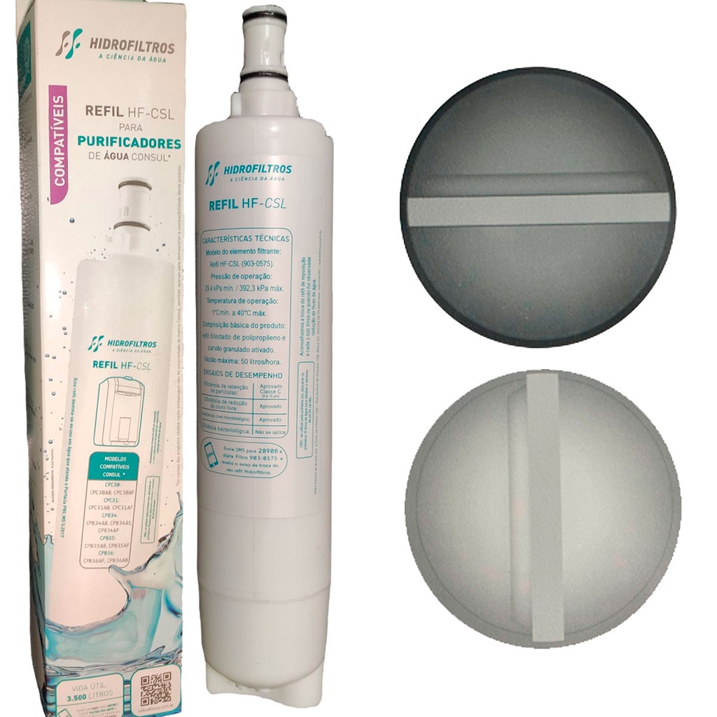 Refil Filtro Consul CPB33 AF AB Compatível Purificador Água CIX07 CIX08 Acabamento Adesivo