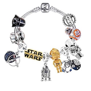 Pulseira De Encanto STAR WARS Para Homens Mulheres Corrente De Cobra De Prata 925 Bracelete Com Pingente Charme 19cm