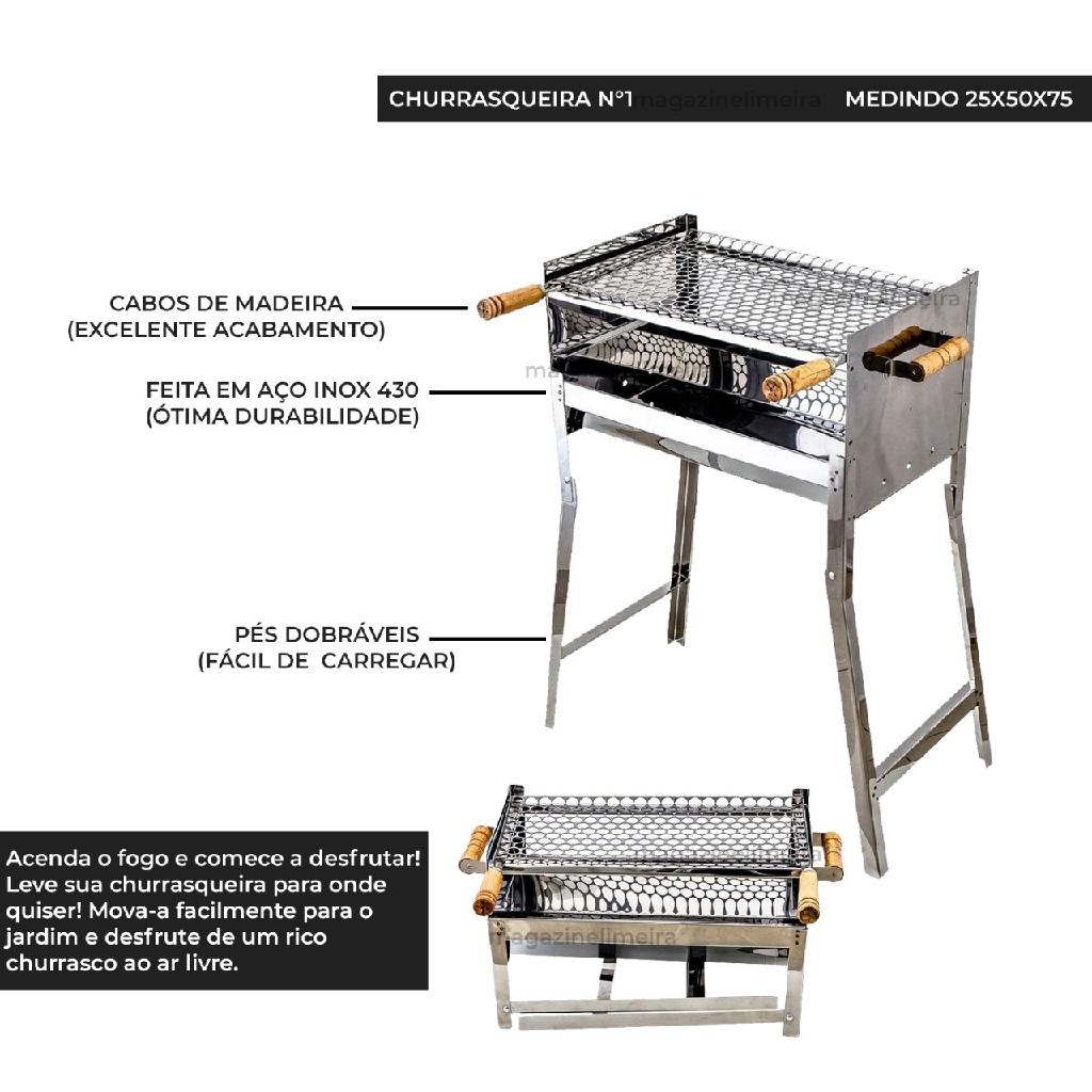 Churrasqueira  De  Inox  Portatil- Com Grelha